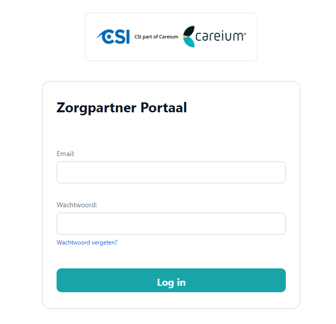 Zorgpartner Portaal van CSI login